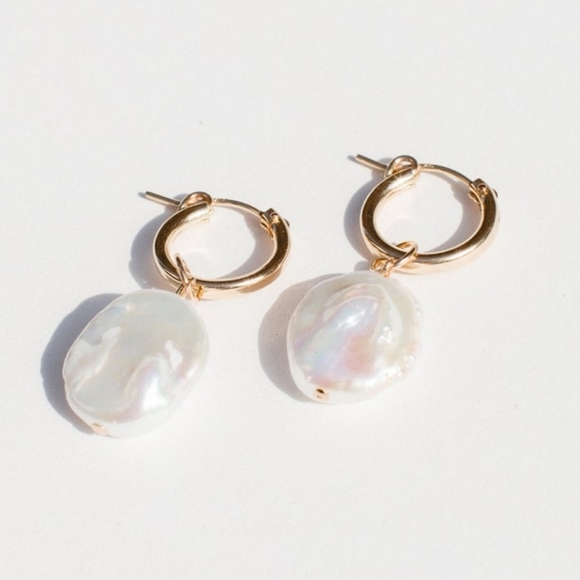 Our Spare Change Isla 18K Gold Plated Freshwater Pearl Drop Earrings - Picture 6 of 7